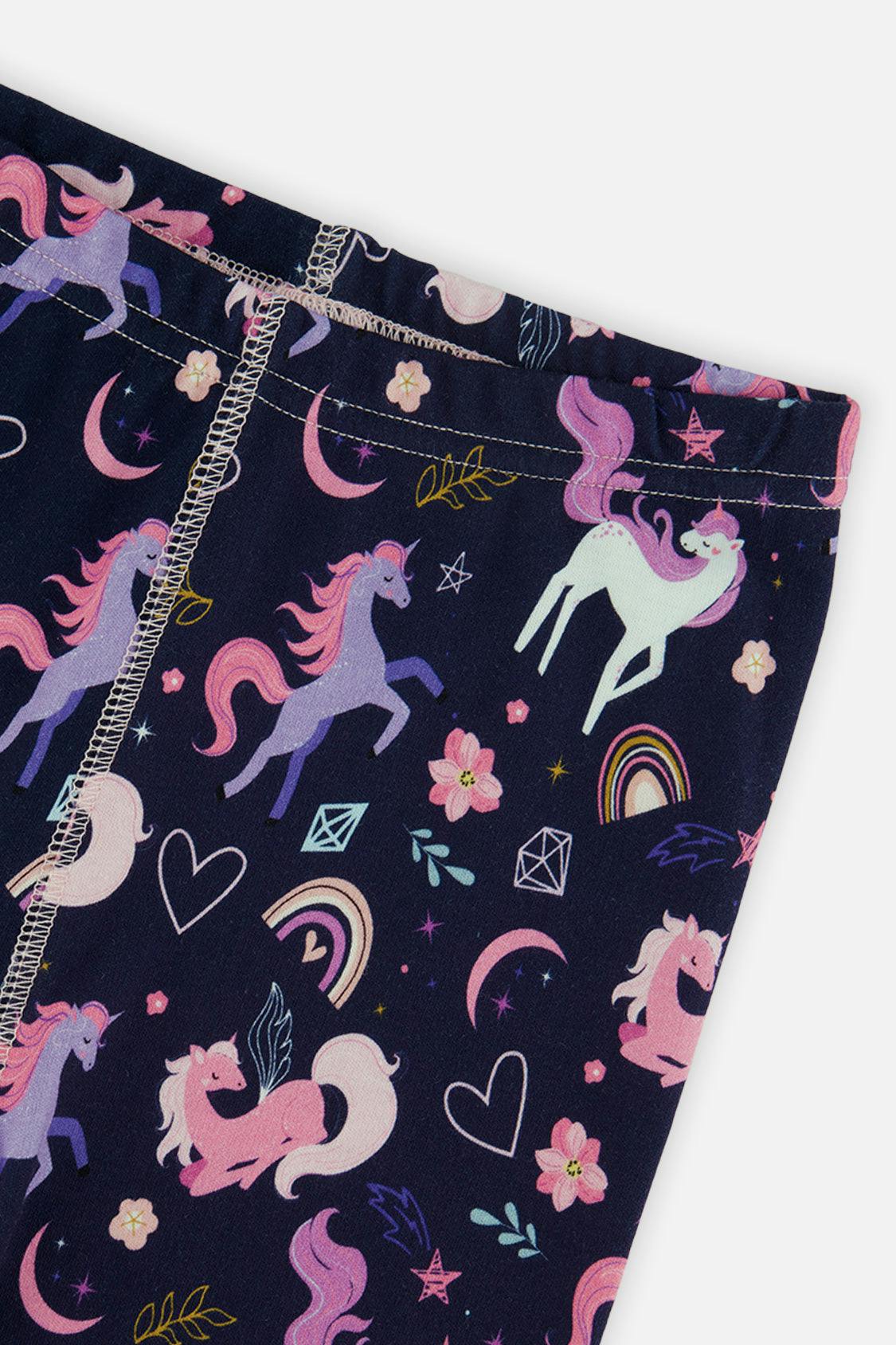 Organic Cotton Two Piece Pajama Set Purple Unicorn Print