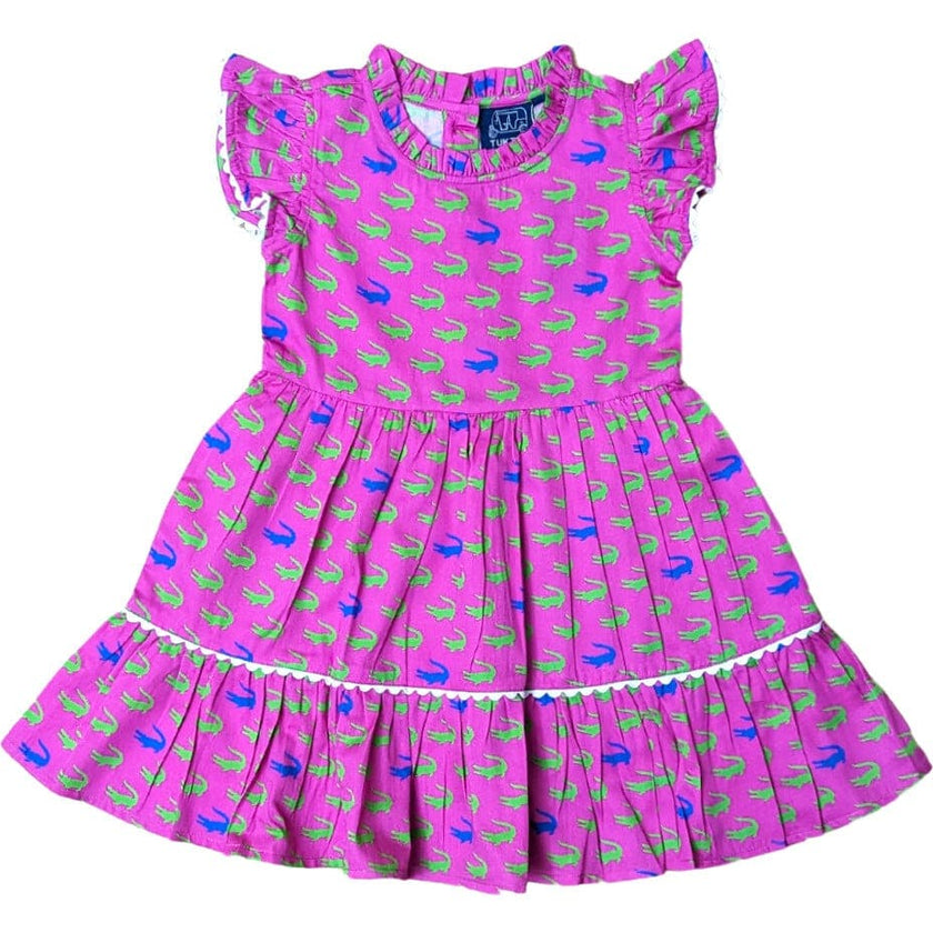 Alligators in Pink Ruffle Dress