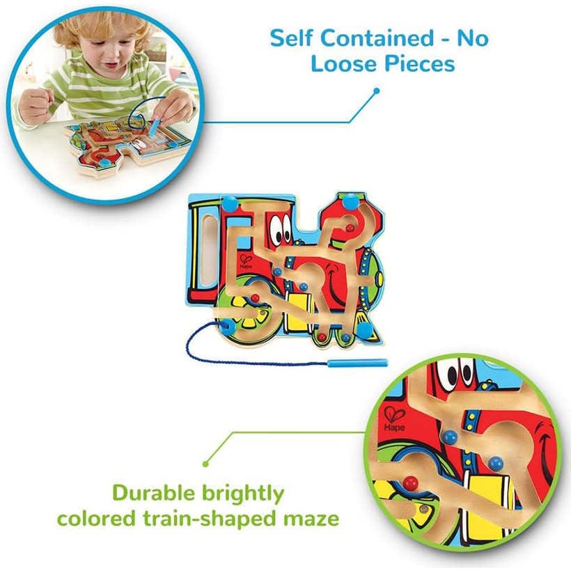 Hape: Choo Choo Tracks&nbsp;- Wooden Magnetic Wand Bead Maze