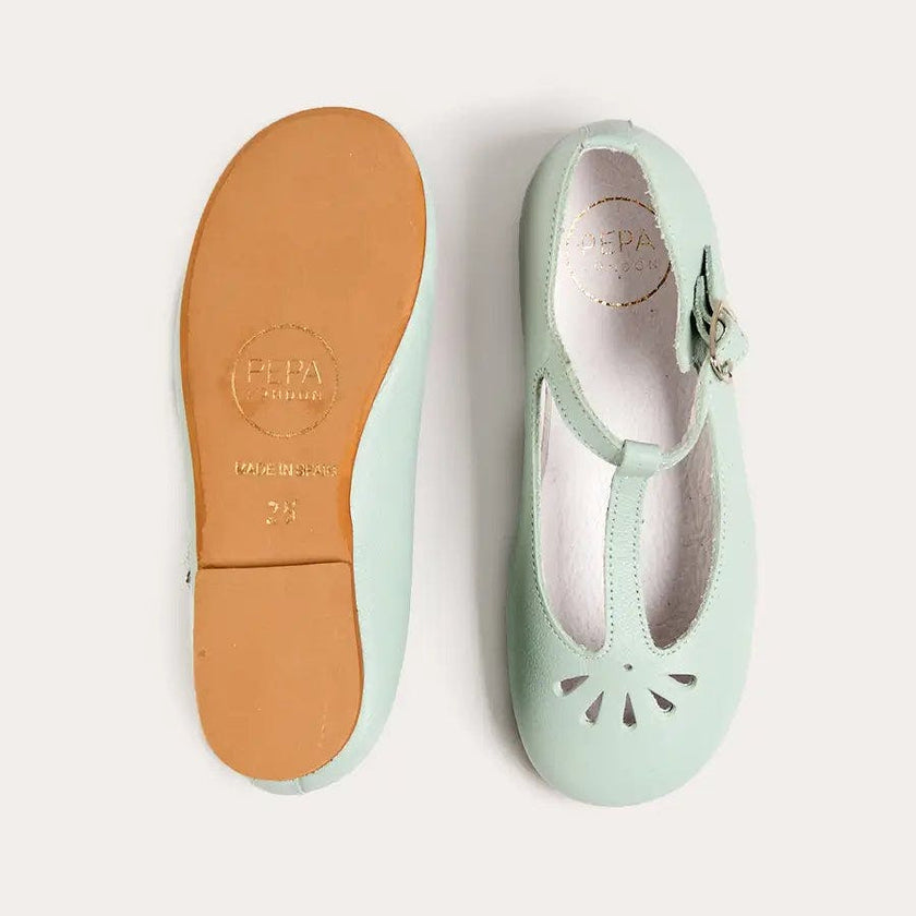 Petal Detail Charlotte Shoes in Mint (21-36EU)