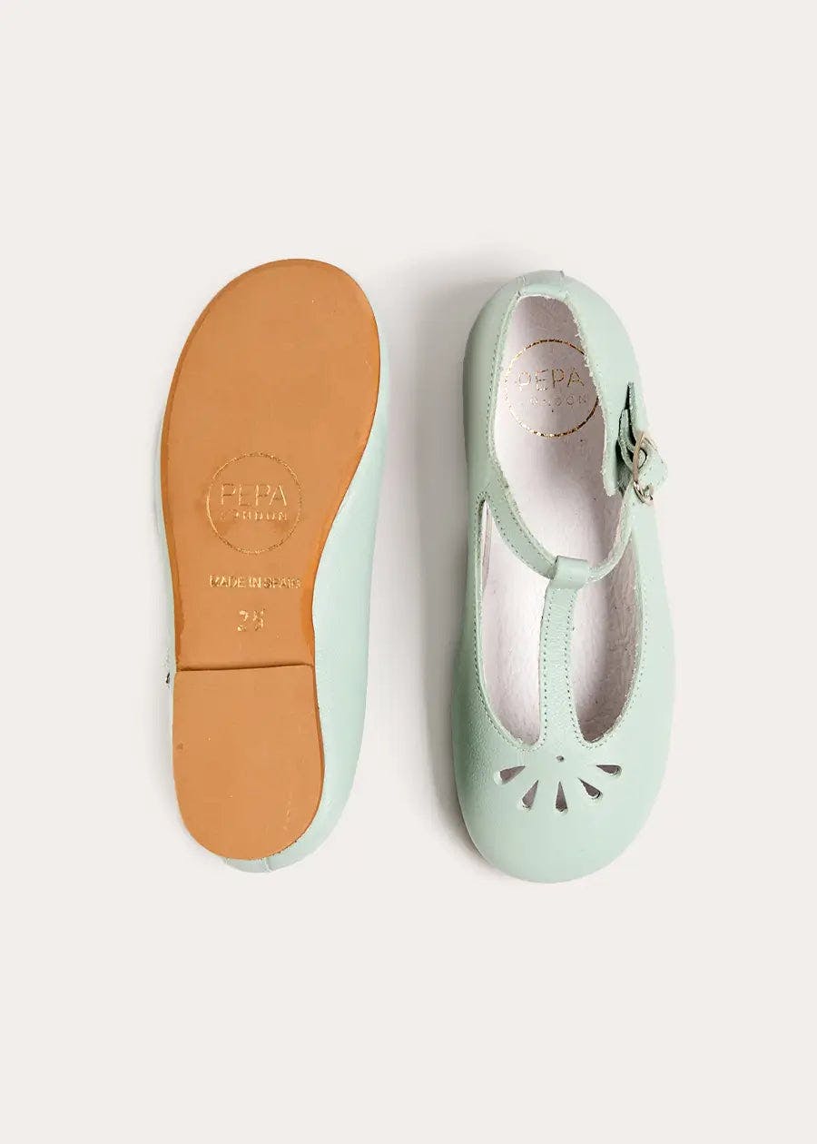 Petal Detail Charlotte Shoes in Mint (21-36EU)