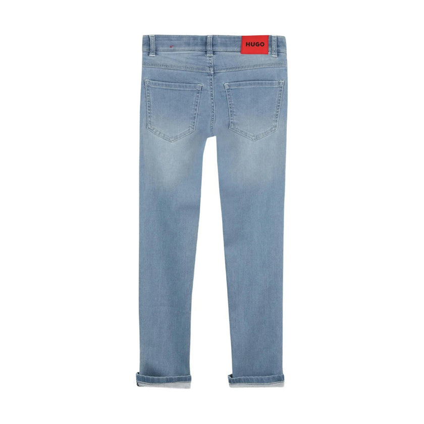 Blue Cuffed Straight Trousers