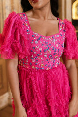 Cressida Dress in Merry Magenta