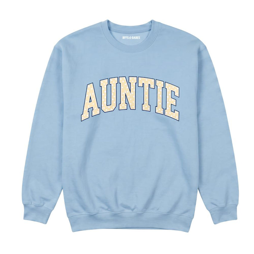 Auntie Polka Dot Printed Sweatshirt, Light Blue