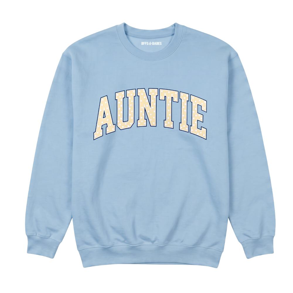 Auntie Polka Dot Printed Sweatshirt, Light Blue