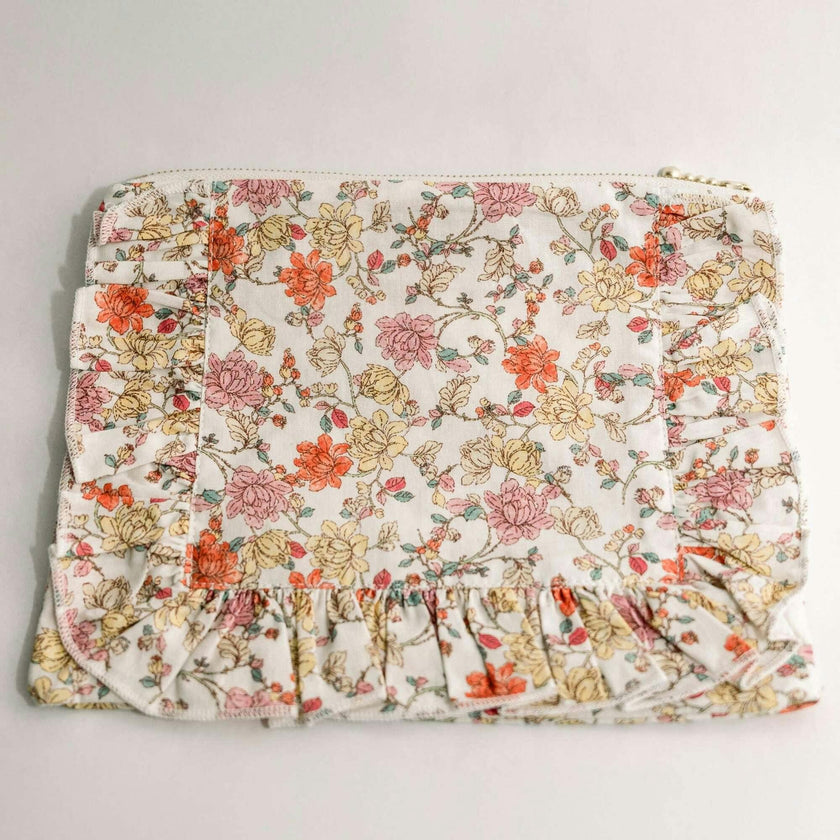 Midsummer Vine Timeless Floral Ruffle Zipper Pouch