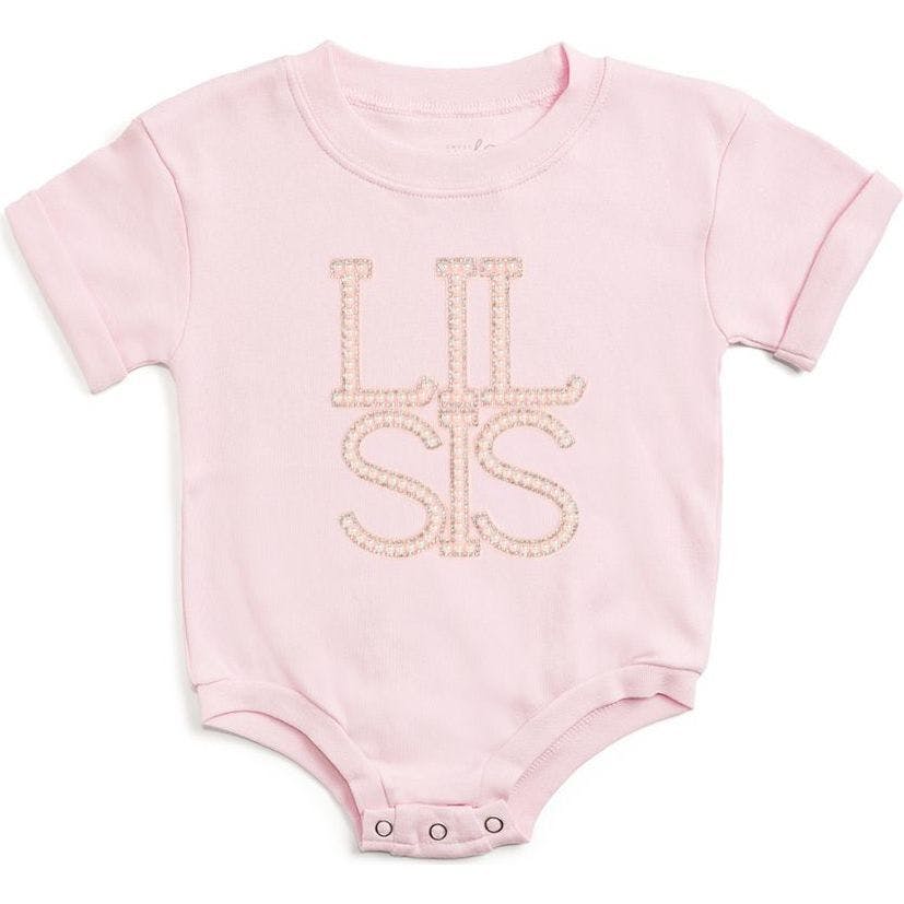 Lil Sis Pearl Patch Short Sleeve Romper - Ballet