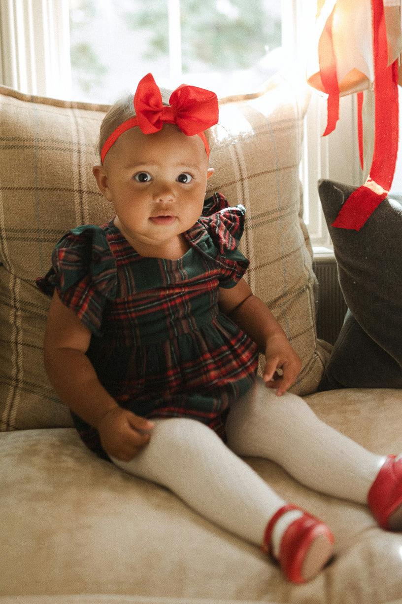 Baby Hattie Romper in Evergreen Plaid