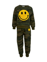 Camo Emoji Smiley Sweatshirt And Pant Track Set