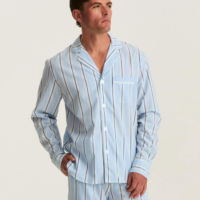 Men's Twill Pajama Set in Coastal Stripe