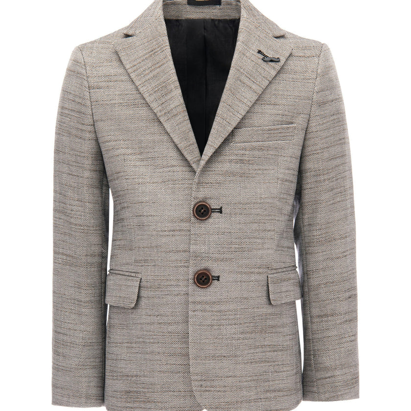 Beige Tweed Peak Lapel Blazer