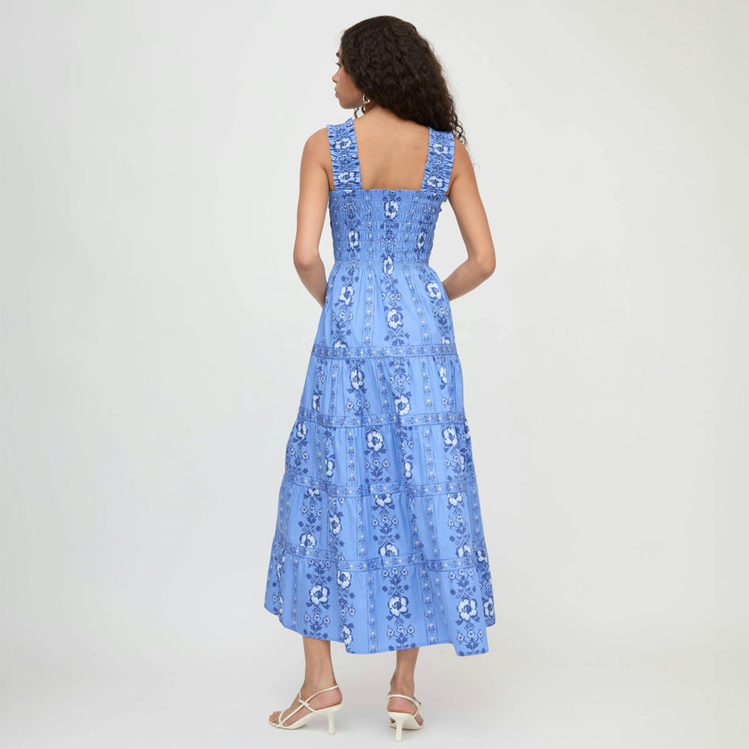 The Kimmy Nap Dress - Blue Arcadia Border