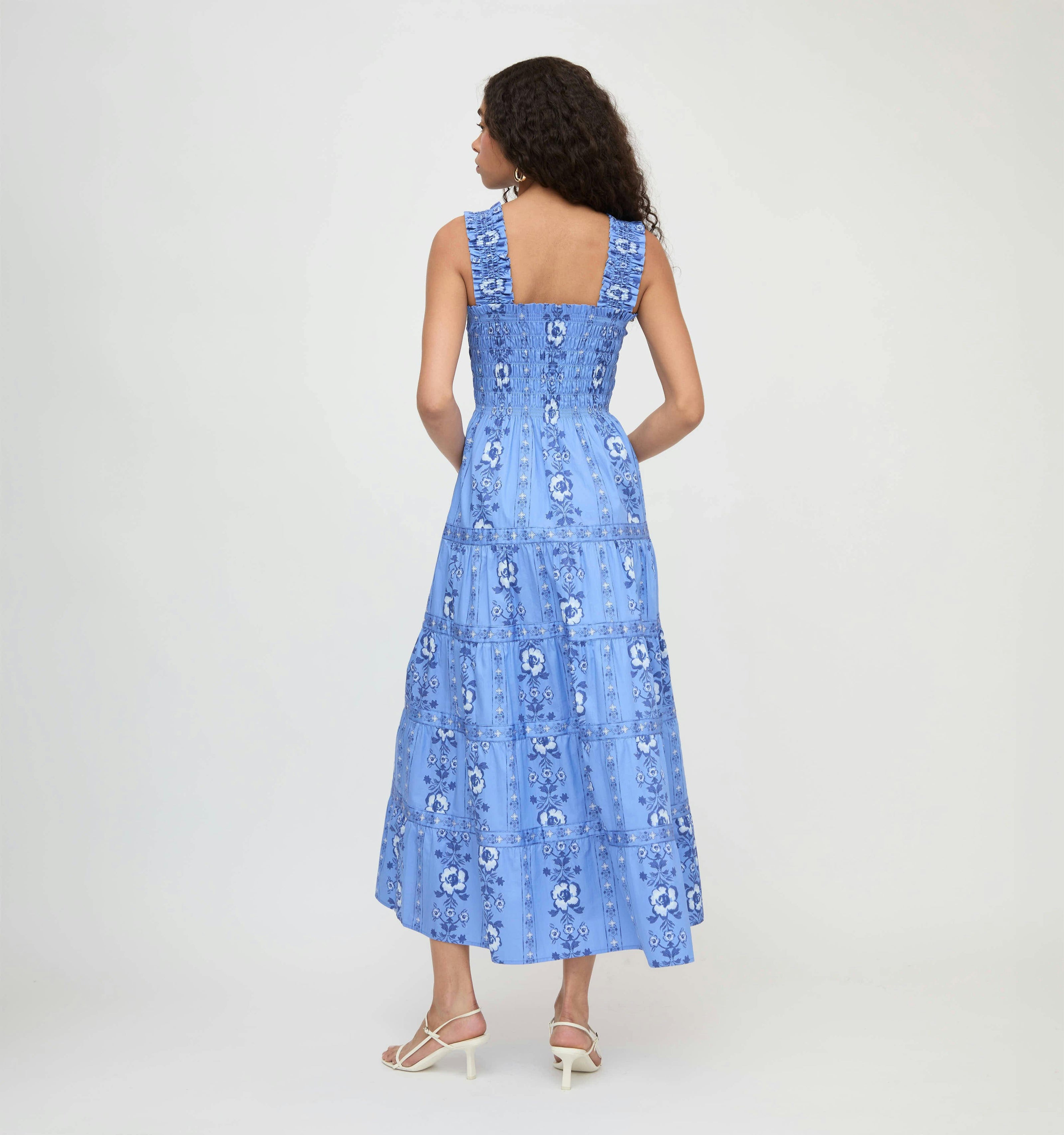 The Kimmy Nap Dress - Blue Arcadia Border
