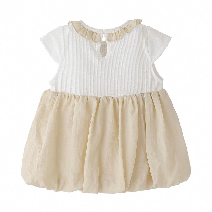Beige Bow Balloon Dress