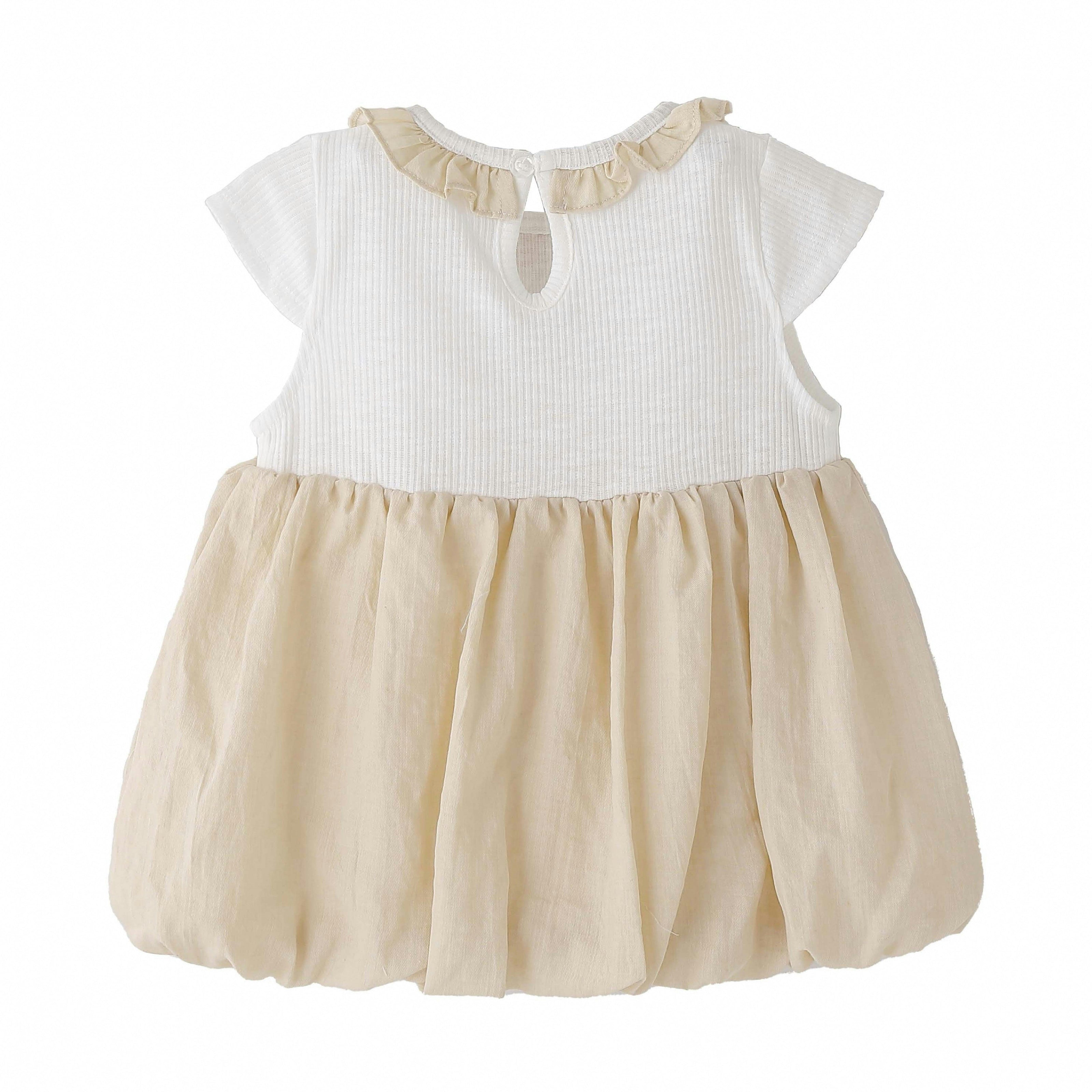 Beige Bow Balloon Dress