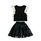 Black Glitter Ruffle Skirt Set