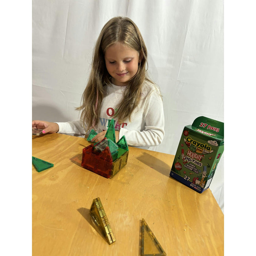 Crayola Holiday Glitter Mini PIP Magnetic Tiles 27-Piece