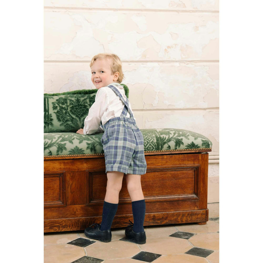 George Blue Tartan Overalls and Shirt