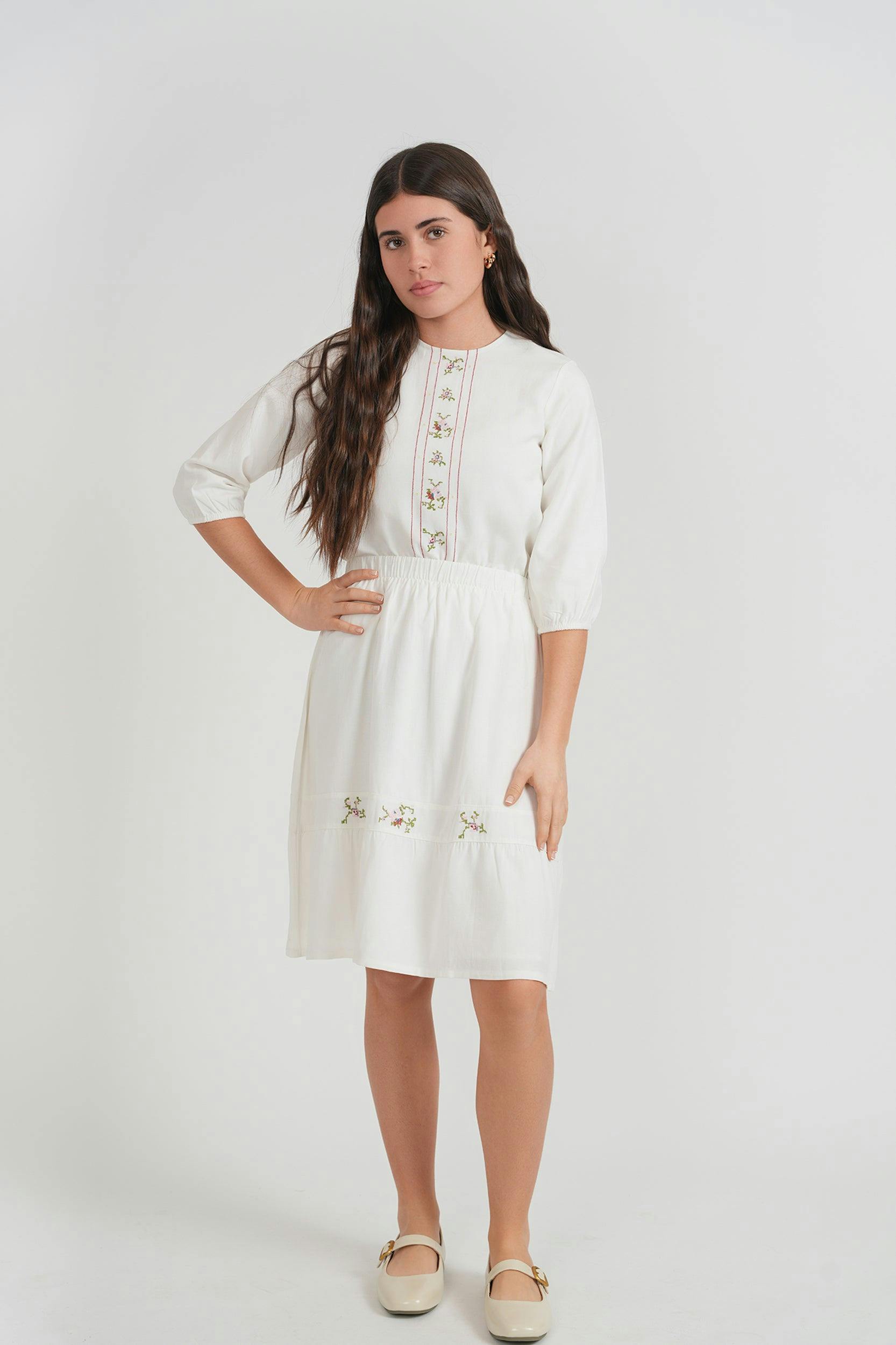 Cotton Embroidered Skirt Set
