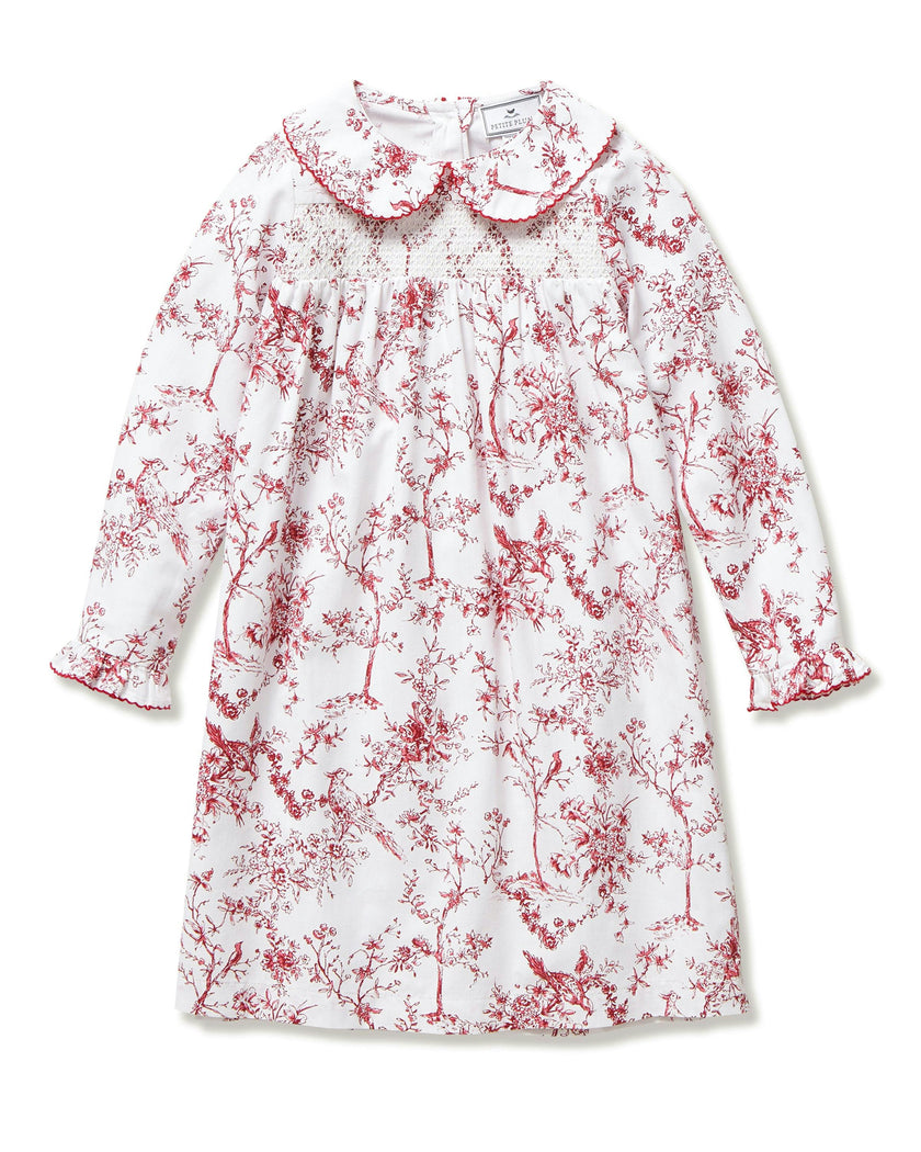 Girl's Twill Eloise Nightgown in Red Timeless Toile