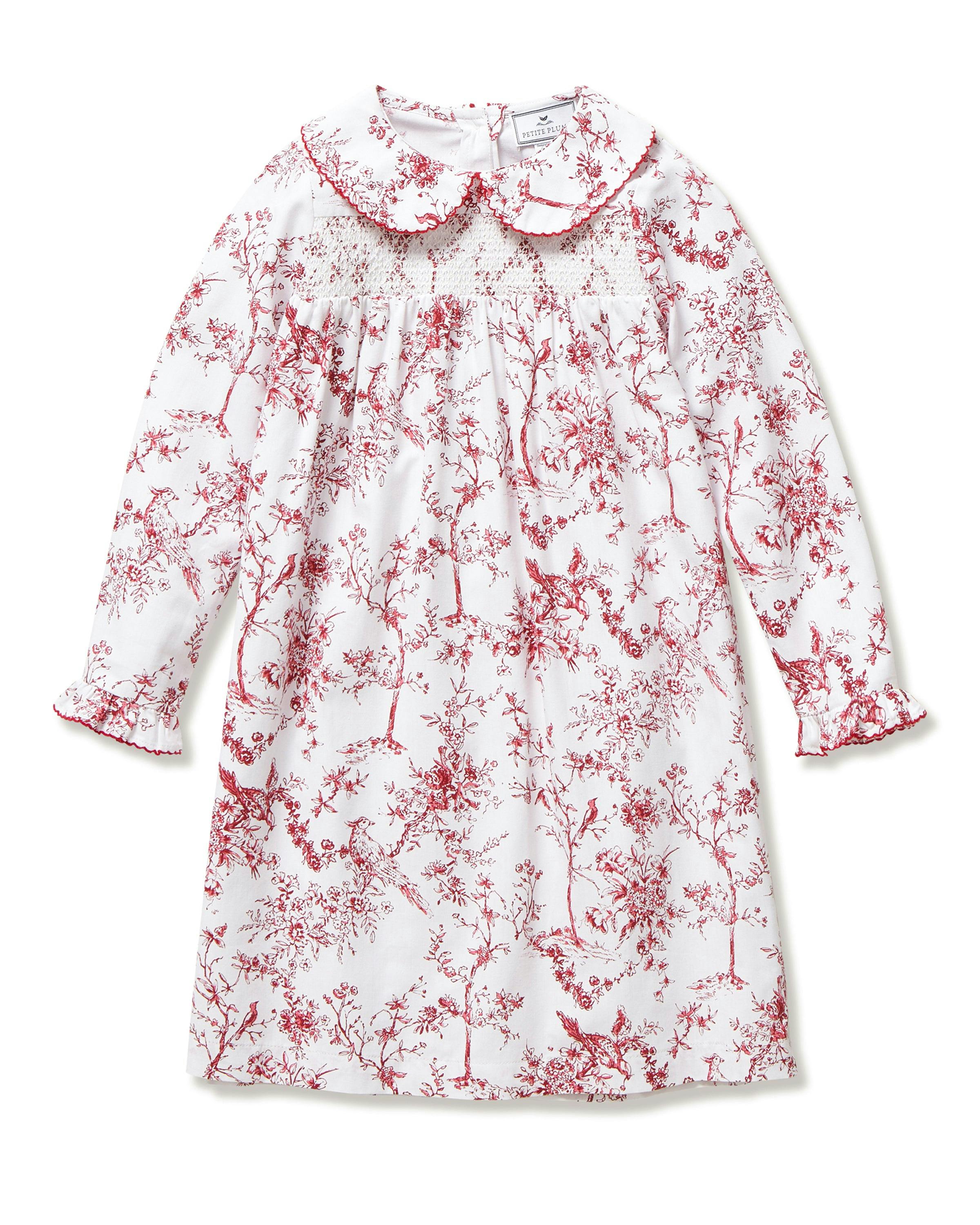 Girl's Twill Eloise Nightgown in Red Timeless Toile