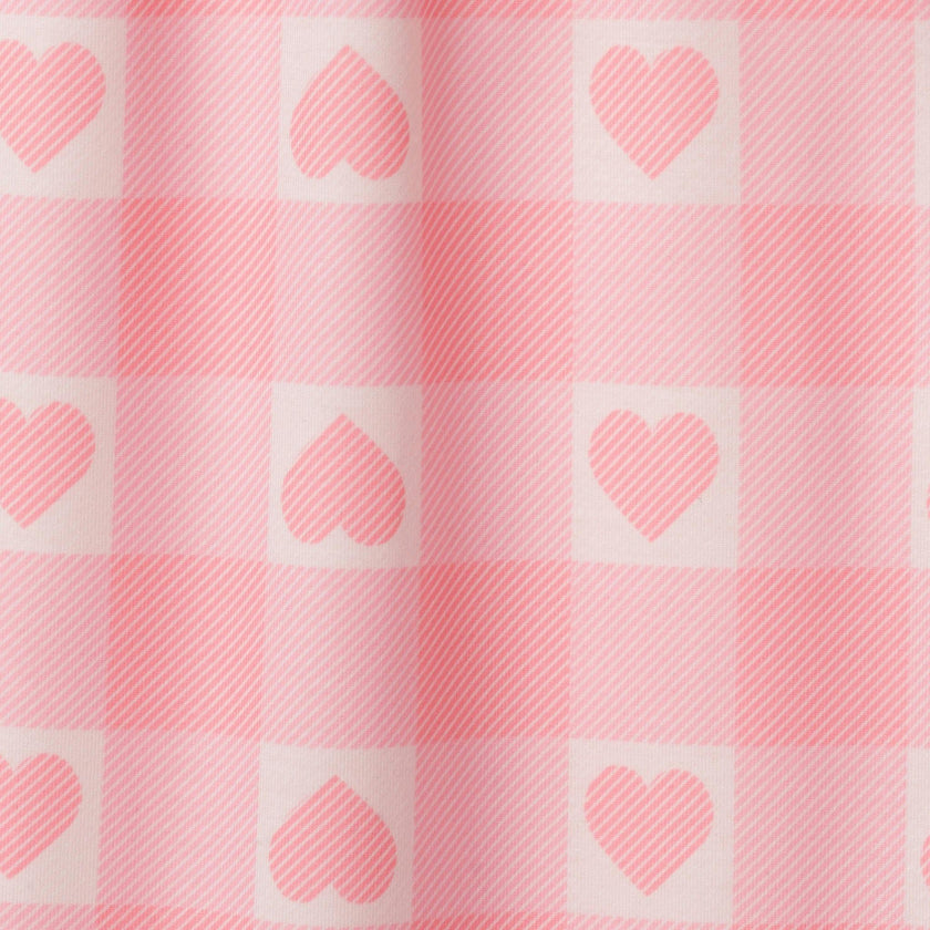 Girls Pajama Set | Heart Plaid - Pink