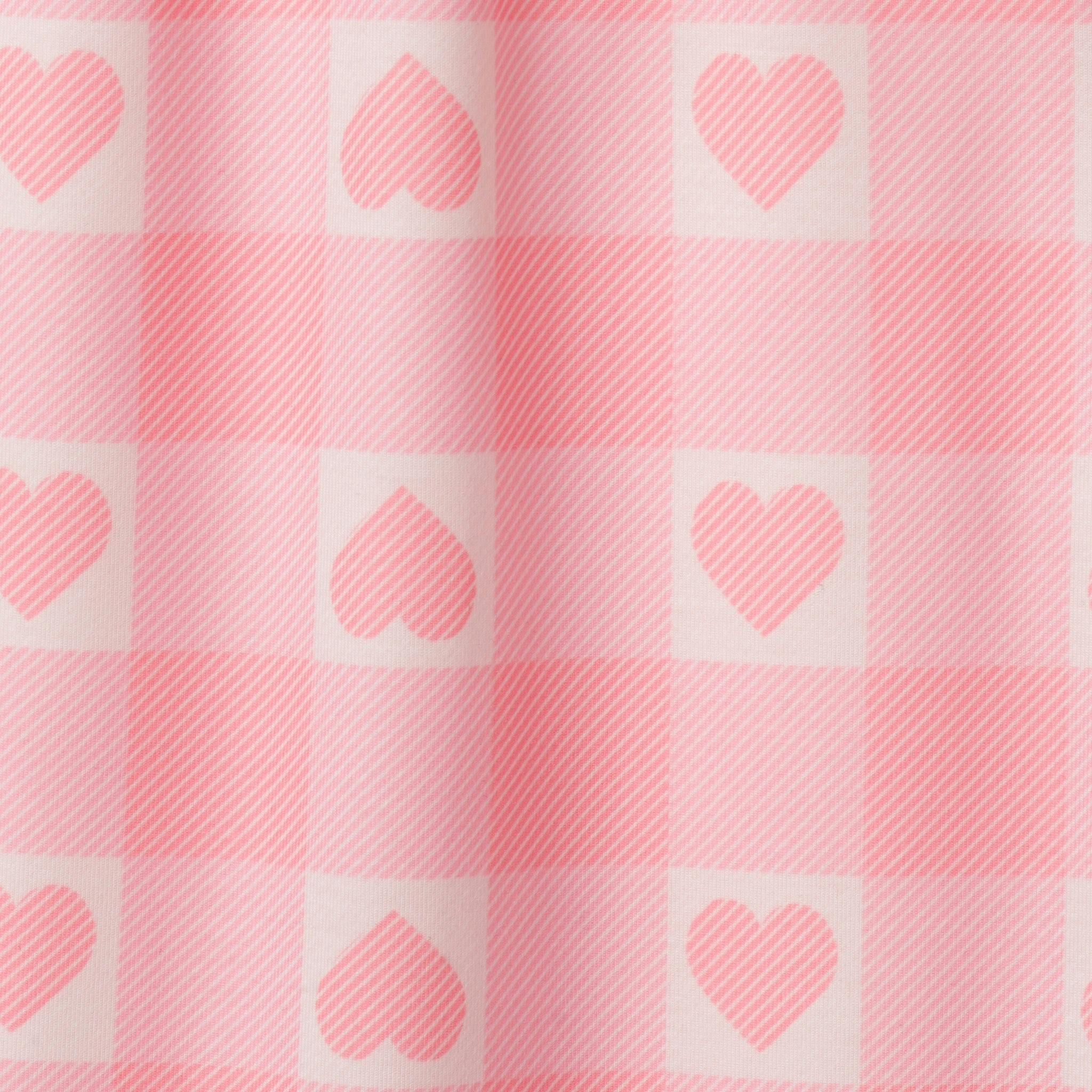 Girls Pajama Set | Heart Plaid - Pink