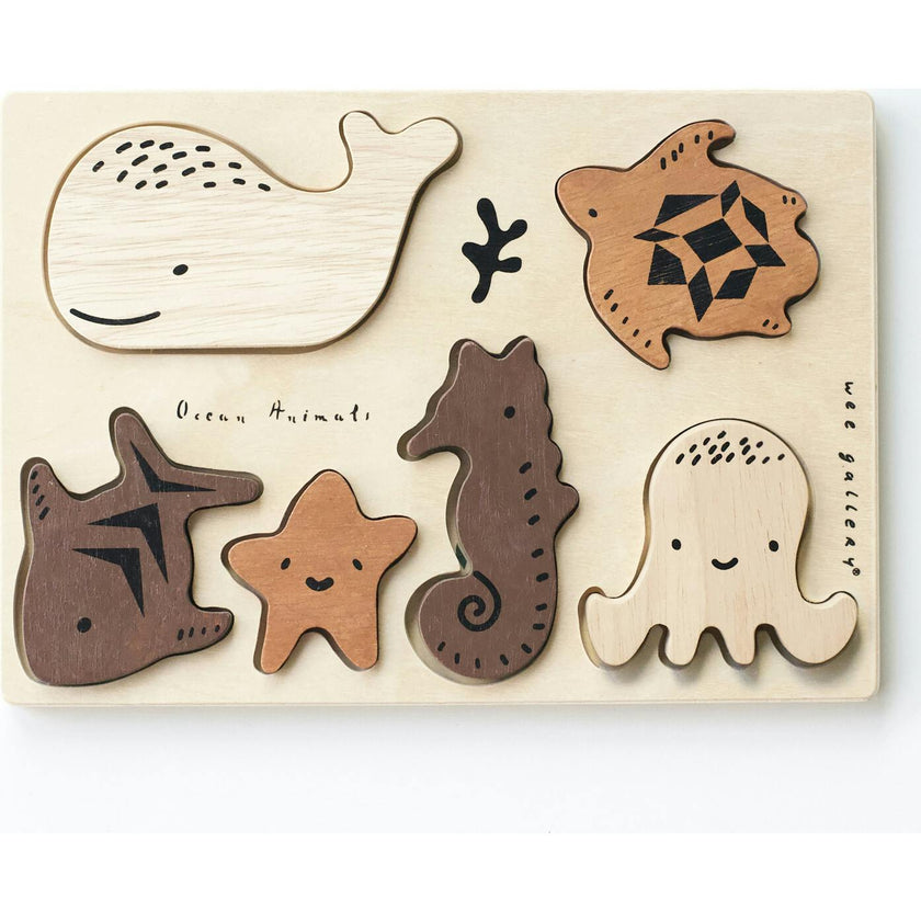WOODEN TRAY PUZZLE - OCEAN ANIMALS - 2ND EDITION