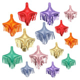 Packed Party Rainbow Fringe Spark Mylar Balloon Pack 14ct - Multicolor Spark-Shaped Balloons with Shiny Fringe Tassels, Large 16x14 and Small 12x10.5 Inch