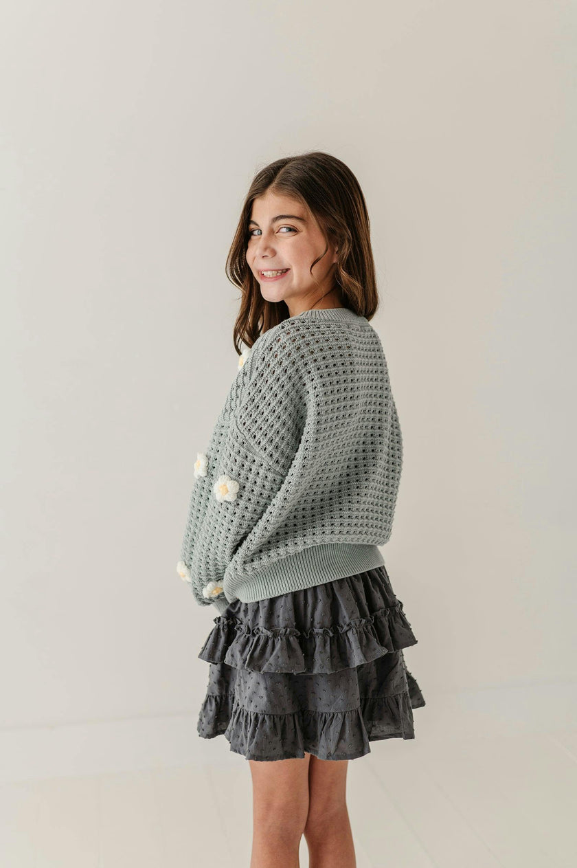 Girls Ruffled Skirt in Stormy Blue