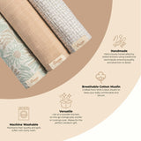 Cove Cotton Muslin Swaddle Blanket Set (Beach, Set of 3)