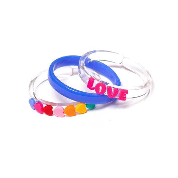 Love & Hearts Rainbow Blue Bangles - VAL