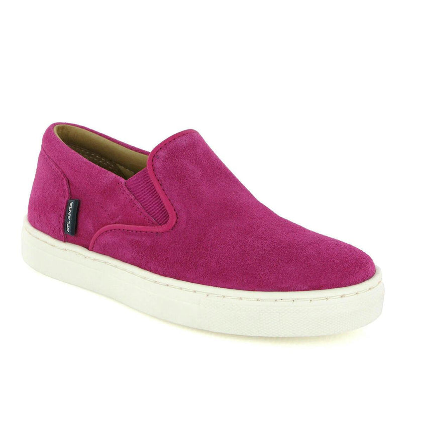 Suede Leather Slip On Sneakers, Fuchsia