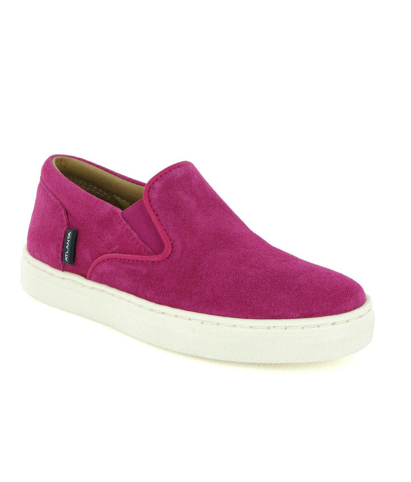 Suede Leather Slip On Sneakers, Fuchsia