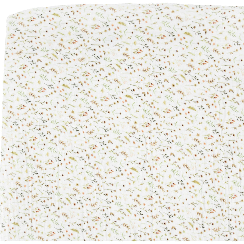 Organic Cotton Muslin Crib Sheet - Floral Field