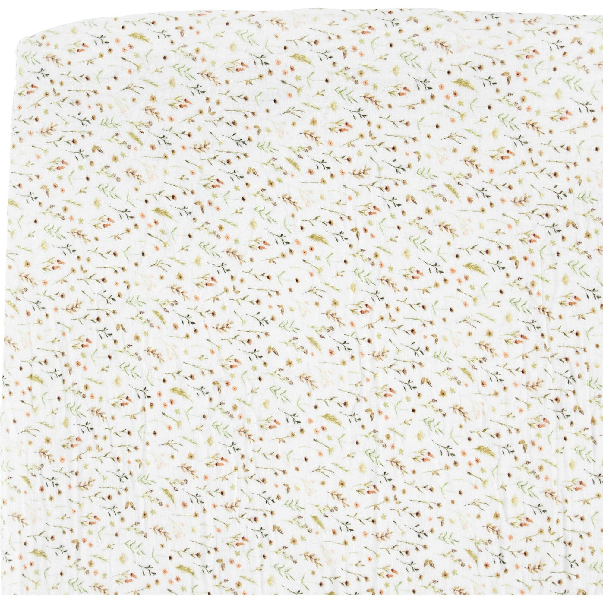 Organic Cotton Muslin Crib Sheet - Floral Field