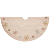 Handmade Pastel Snowflakes Linen Christmas Tree Skirt Natural 60" Arcadia Home
