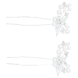 Crystal Flower Pearl Accent Hair Pins