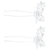 Crystal Flower Pearl Accent Hair Pins