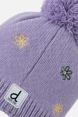 Winter Peruvian Knit Hat Violet With Pompom