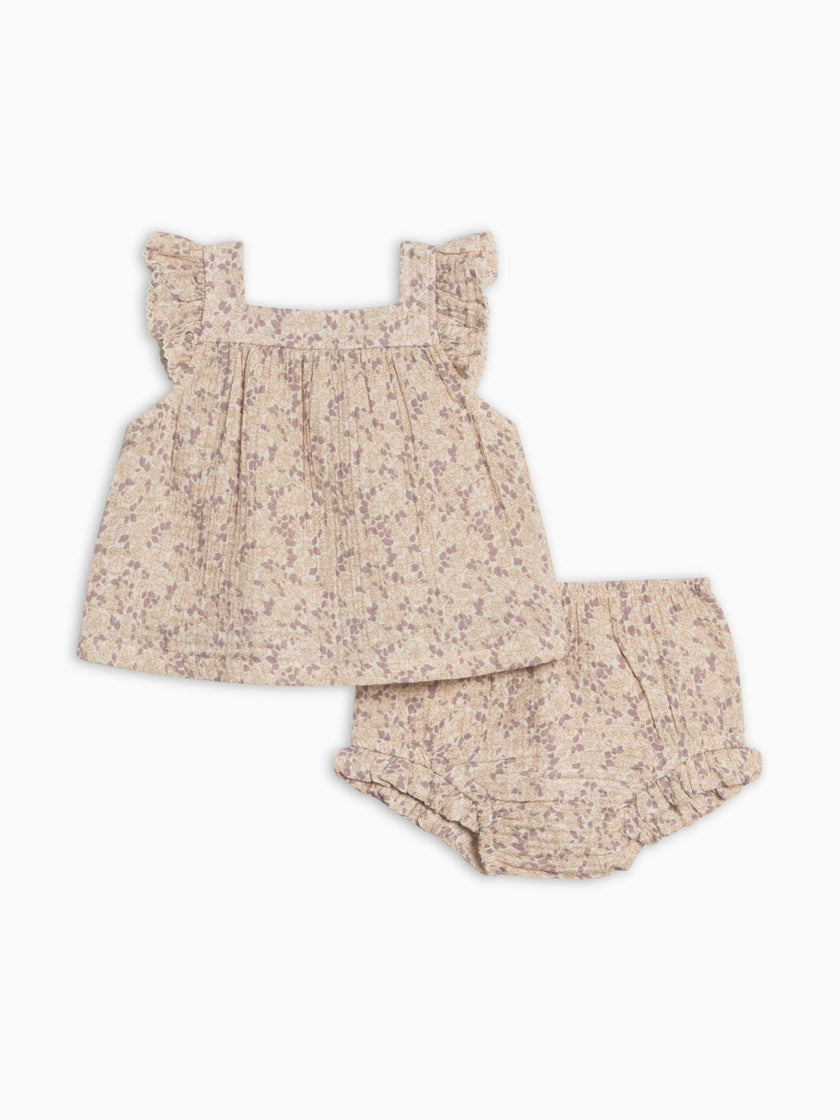 Colette Muslin Tank and Bloomer Set - Vionna Floral / Shell + Fog