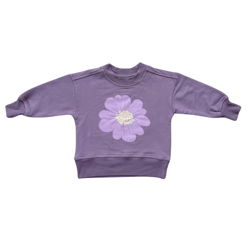 Girls Boxy Sweatshirt in Plum Wildflower