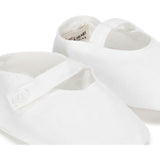 Linen Button Strap Soft Shoe, White