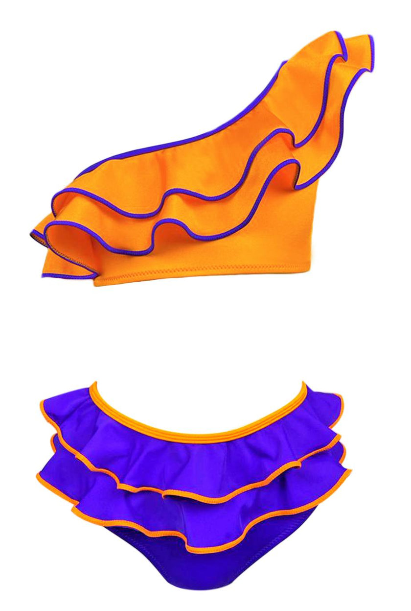 Maya Tired Ruffle One-Shoulder & Waist Two-Piece Bikini