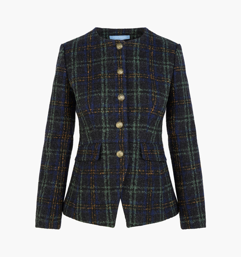 The Warby Coat -  Navy Tartan