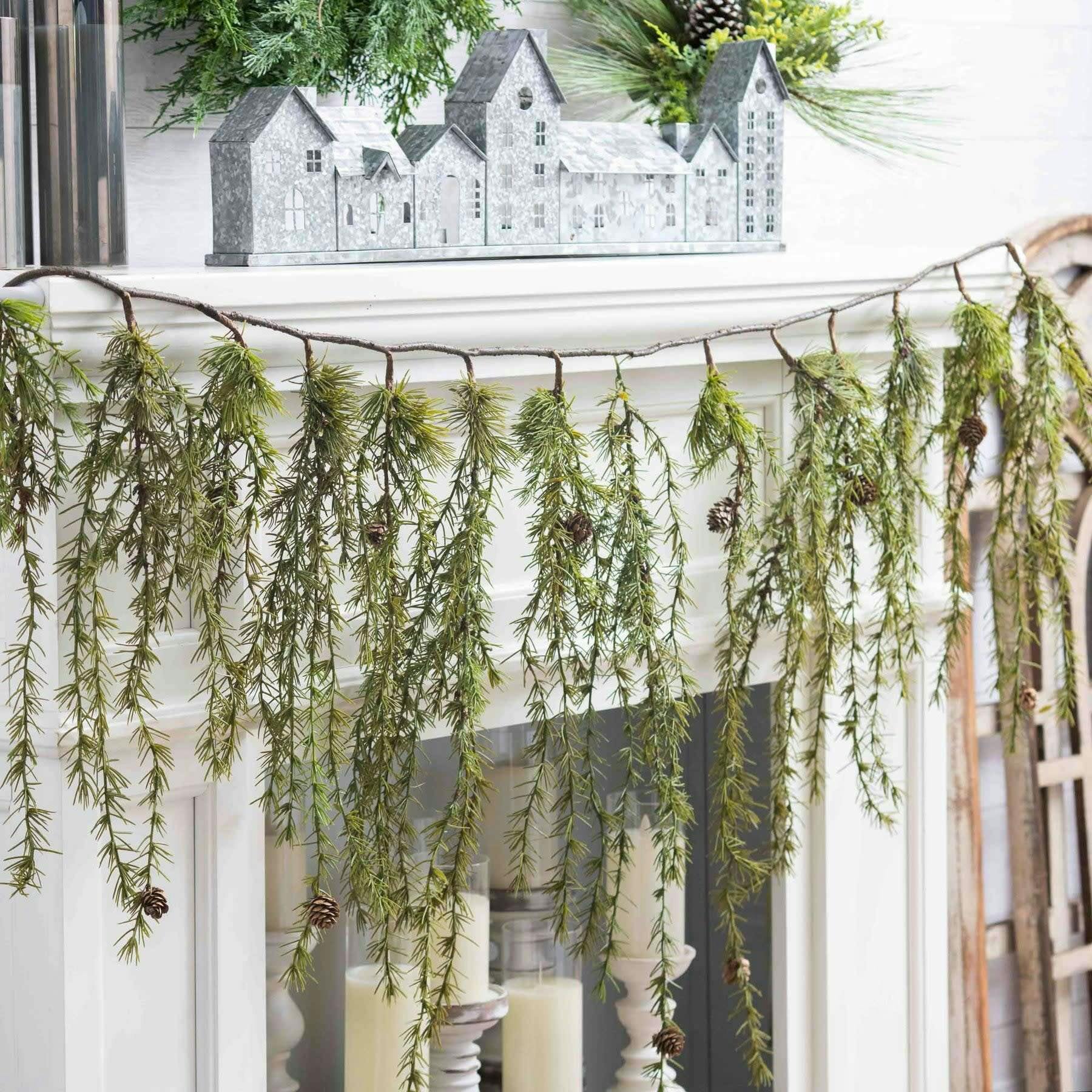 Rustic Mountain Pine Cone Winter Greenery Icicle Christmas Garland