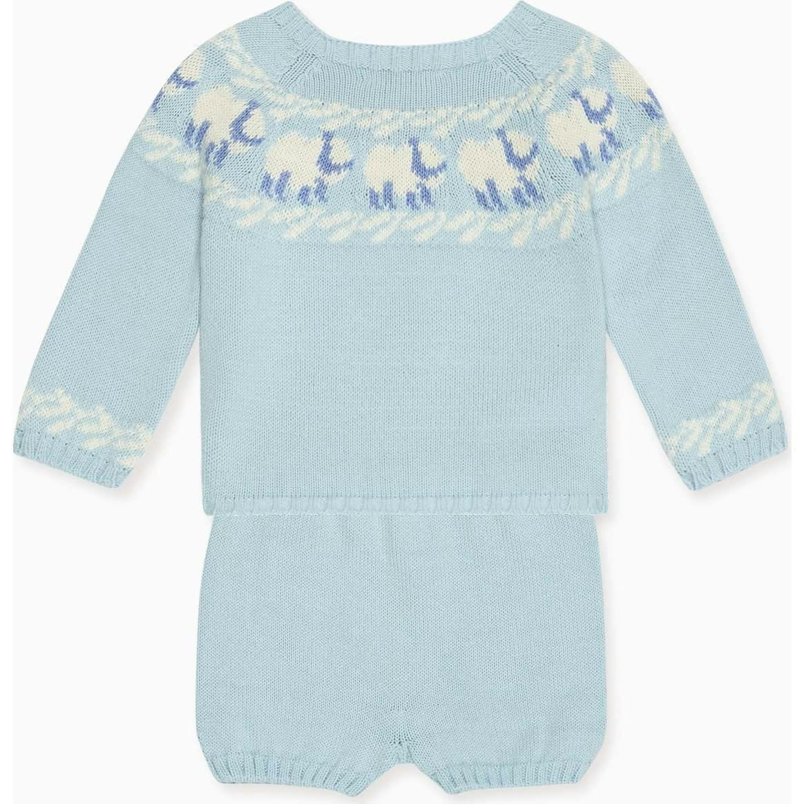 Light Blue Cordero Cotton Baby Knitted Set