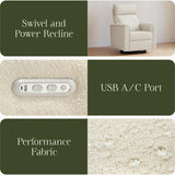 Willa Plus Power Glider Recliner w/ Power Headrest in Performance Ivory Boucle