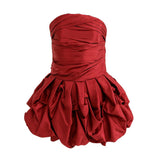 Burgundy Belblossom Strapless Satin Dress