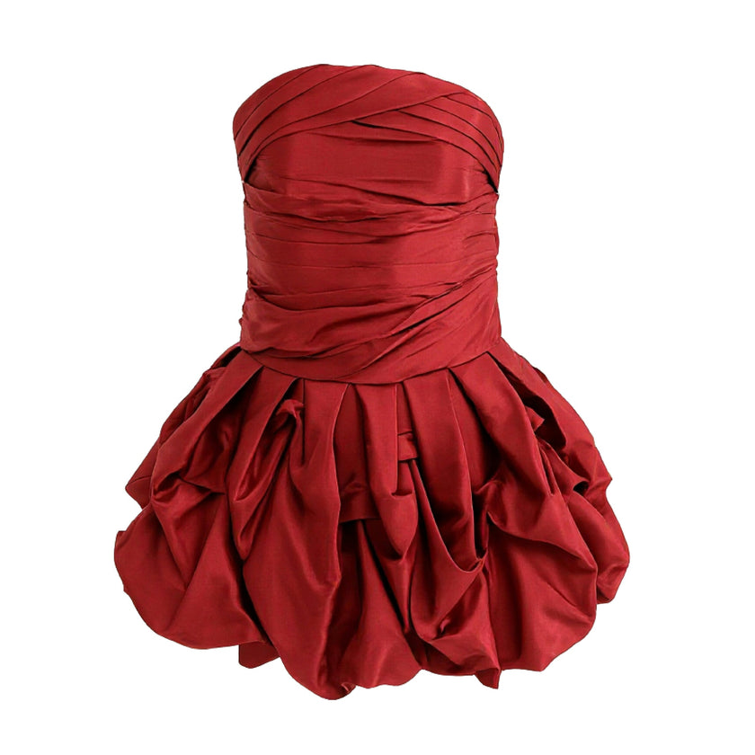 Burgundy Belblossom Strapless Satin Dress